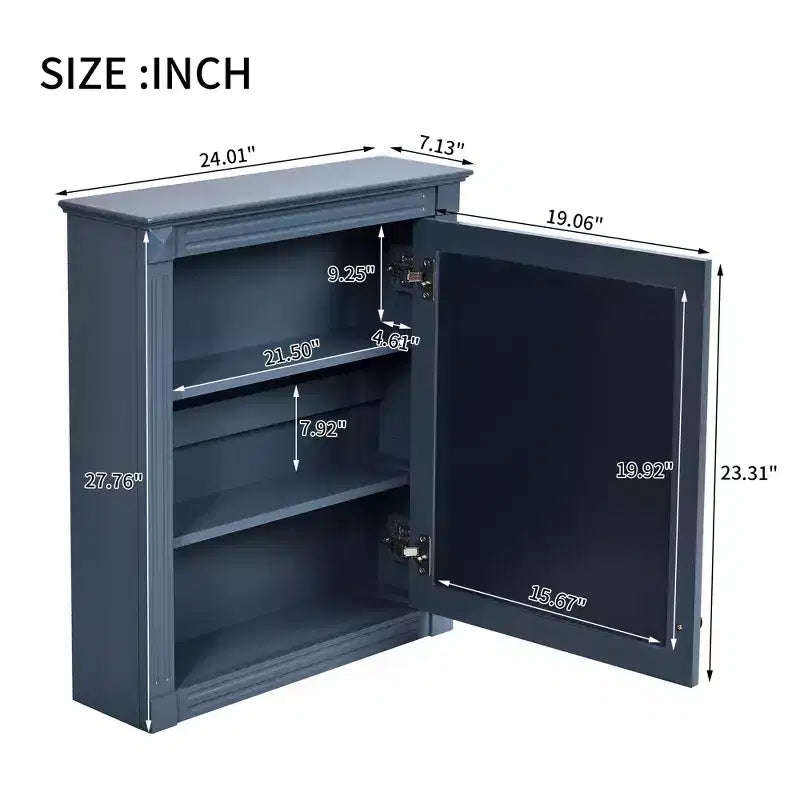 Armoire de toilette rectangulaire de 61 cm (24 po) de largeur x 68,6 cm (27 po) de hauteur, à montage en surface, avec miroir