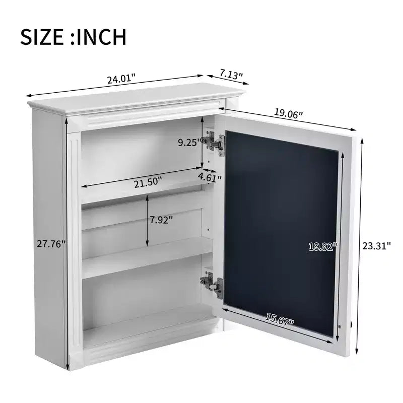 Armoire de toilette rectangulaire de 61 cm (24 po) de largeur x 68,6 cm (27 po) de hauteur, à montage en surface, avec miroir