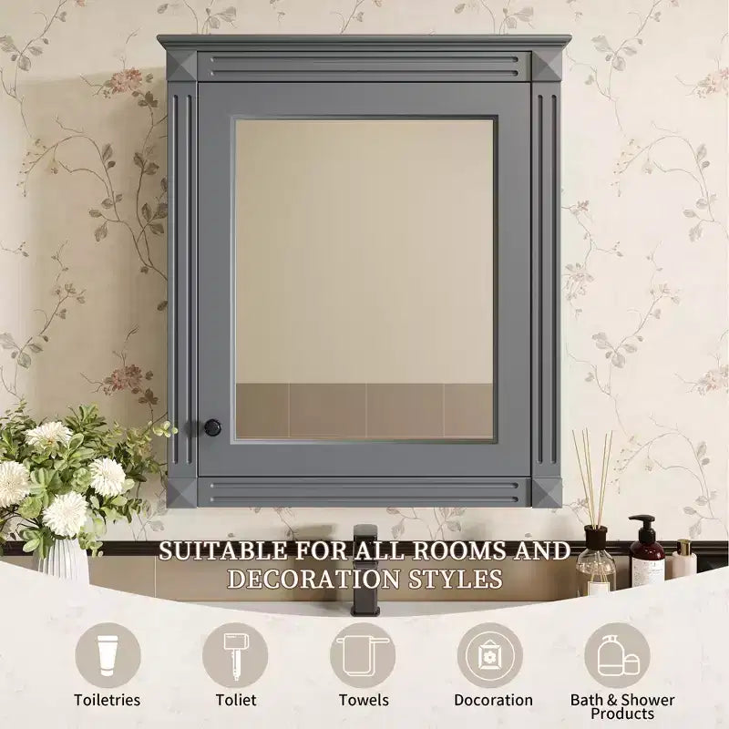 Armoire de toilette rectangulaire de 61 cm (24 po) de largeur x 68,6 cm (27 po) de hauteur, à montage en surface, avec miroir