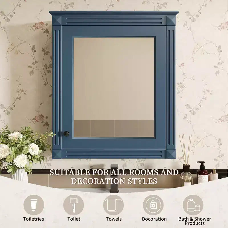 Armoire de toilette rectangulaire de 61 cm (24 po) de largeur x 68,6 cm (27 po) de hauteur, à montage en surface, avec miroir