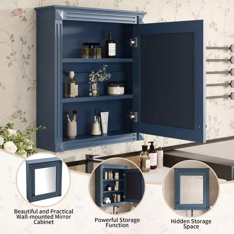 Armoire de toilette rectangulaire de 61 cm (24 po) de largeur x 68,6 cm (27 po) de hauteur, à montage en surface, avec miroir