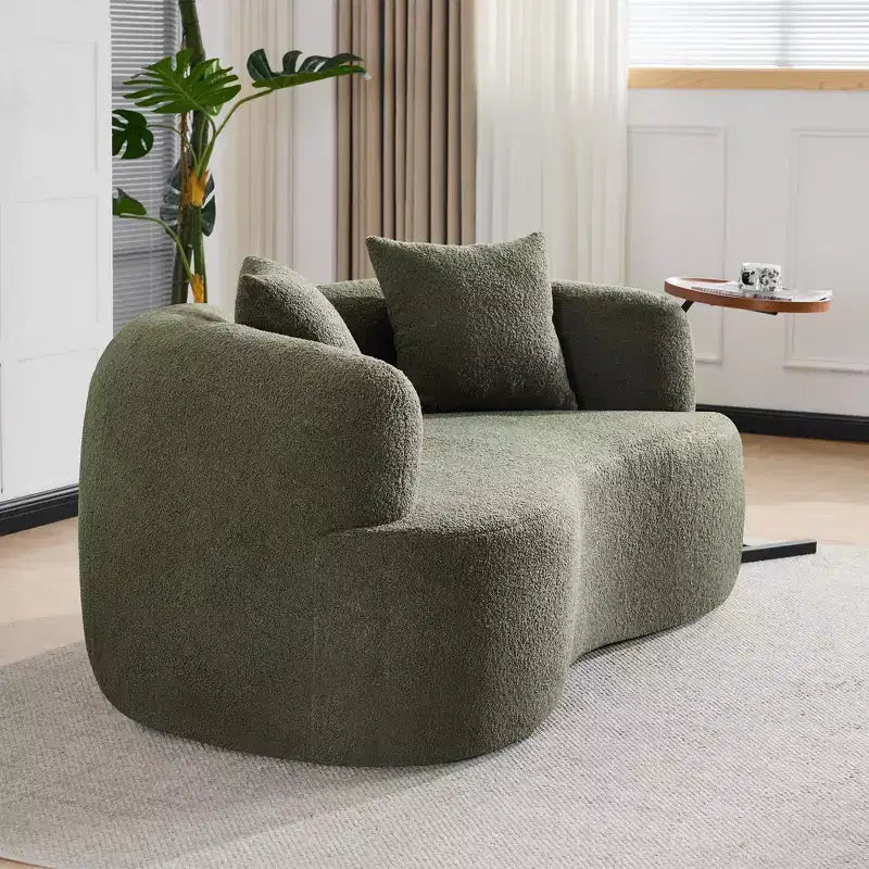 Canapé de sol incurvé sans accoudoirs Cloud avec oreillers – Velours Teddy