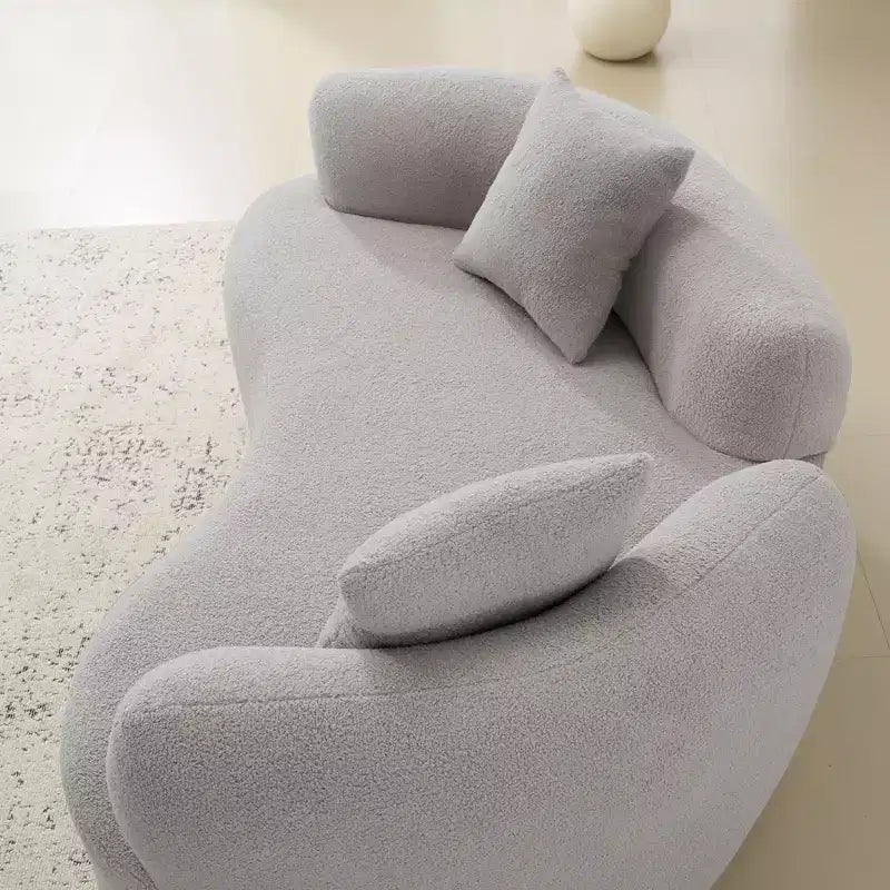 Canapé de sol incurvé sans accoudoirs Cloud avec oreillers – Velours Teddy