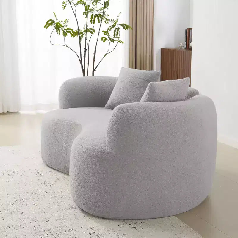 Canapé de sol incurvé sans accoudoirs Cloud avec oreillers – Velours Teddy