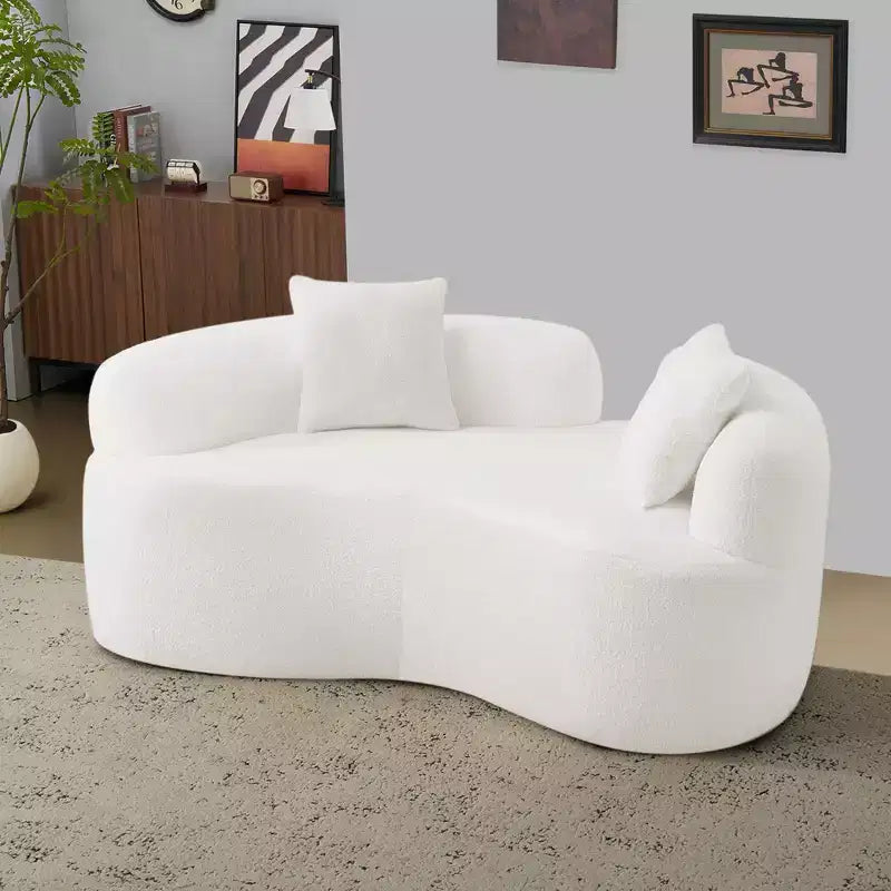 Canapé de sol incurvé sans accoudoirs Cloud avec oreillers – Velours Teddy