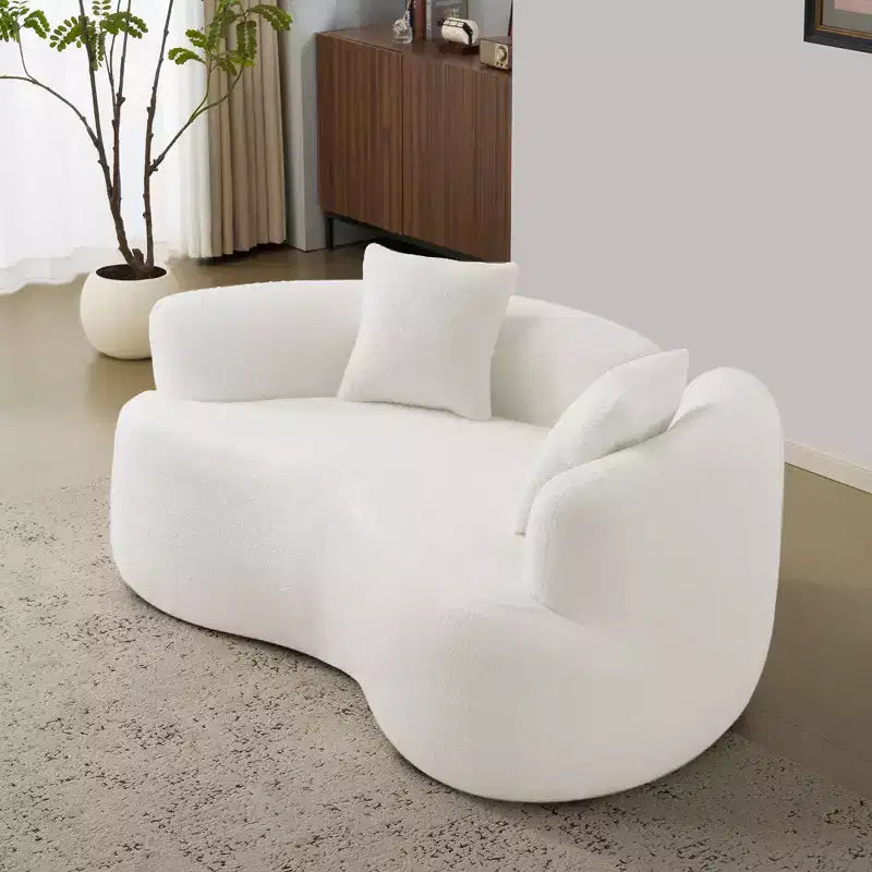 Canapé de sol incurvé sans accoudoirs Cloud avec oreillers – Velours Teddy