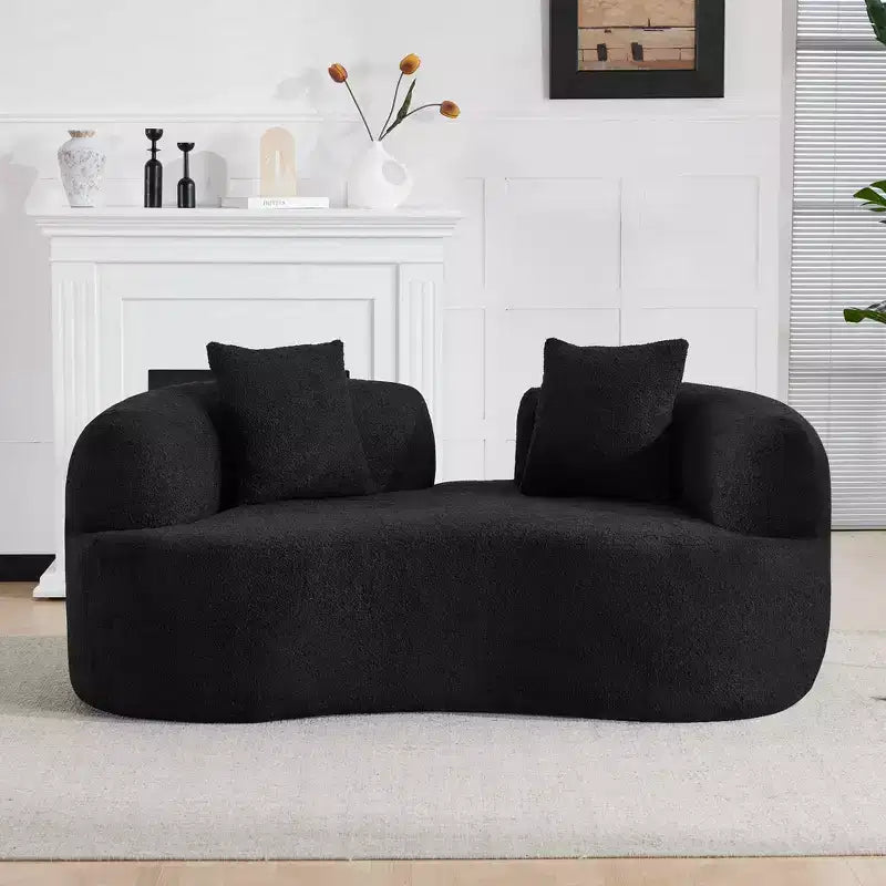 Canapé de sol incurvé sans accoudoirs Cloud avec oreillers – Velours Teddy