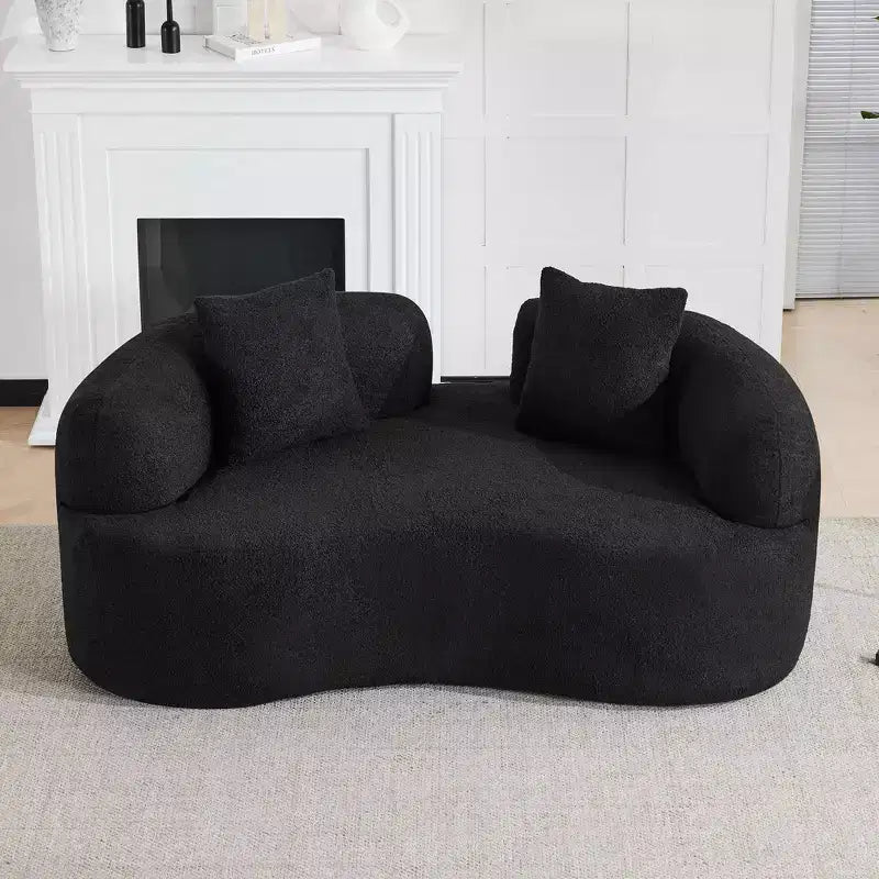 Canapé de sol incurvé sans accoudoirs Cloud avec oreillers – Velours Teddy