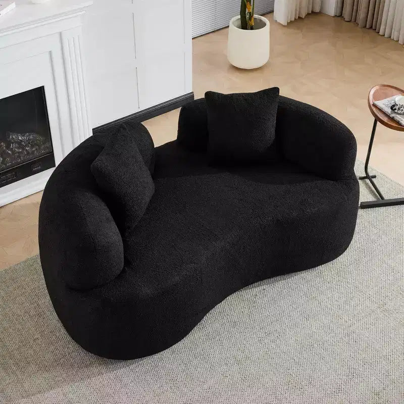 Canapé de sol incurvé sans accoudoirs Cloud avec oreillers – Velours Teddy