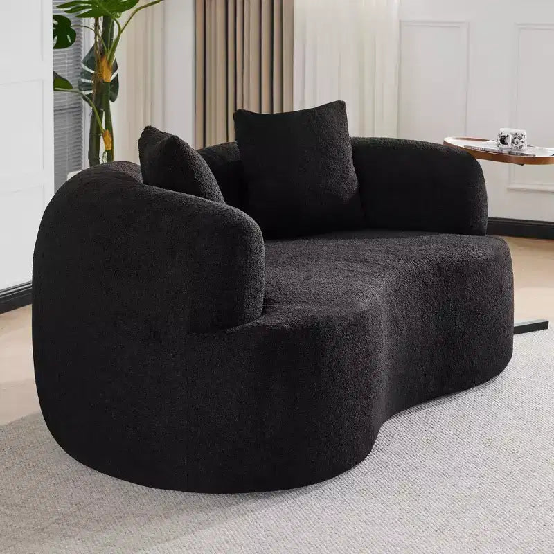 Canapé de sol incurvé sans accoudoirs Cloud avec oreillers – Velours Teddy