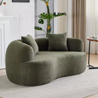 Canapé de sol incurvé sans accoudoirs Cloud avec oreillers – Velours Teddy