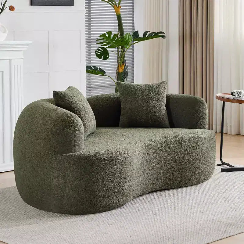 Canapé de sol incurvé sans accoudoirs Cloud avec oreillers – Velours Teddy