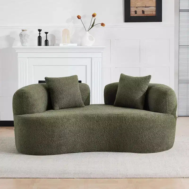 Canapé de sol incurvé sans accoudoirs Cloud avec oreillers – Velours Teddy