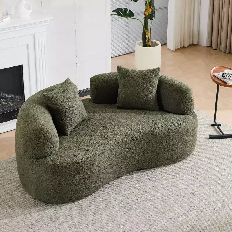Canapé de sol incurvé sans accoudoirs Cloud avec oreillers – Velours Teddy