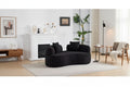 Okak Boneless Cloud Floor Sofa Curved Loveseat with Pillows,Teddy Velvet Fabric Futon Couch for Living Room,Apartments