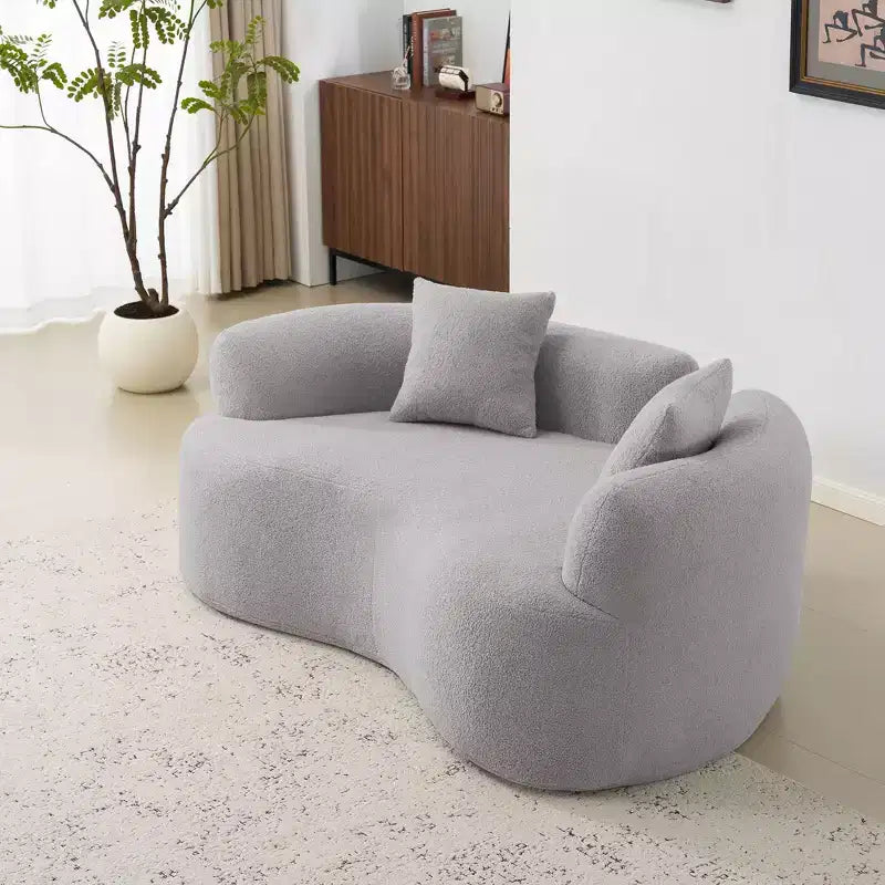 Canapé de sol incurvé sans accoudoirs Cloud avec oreillers – Velours Teddy