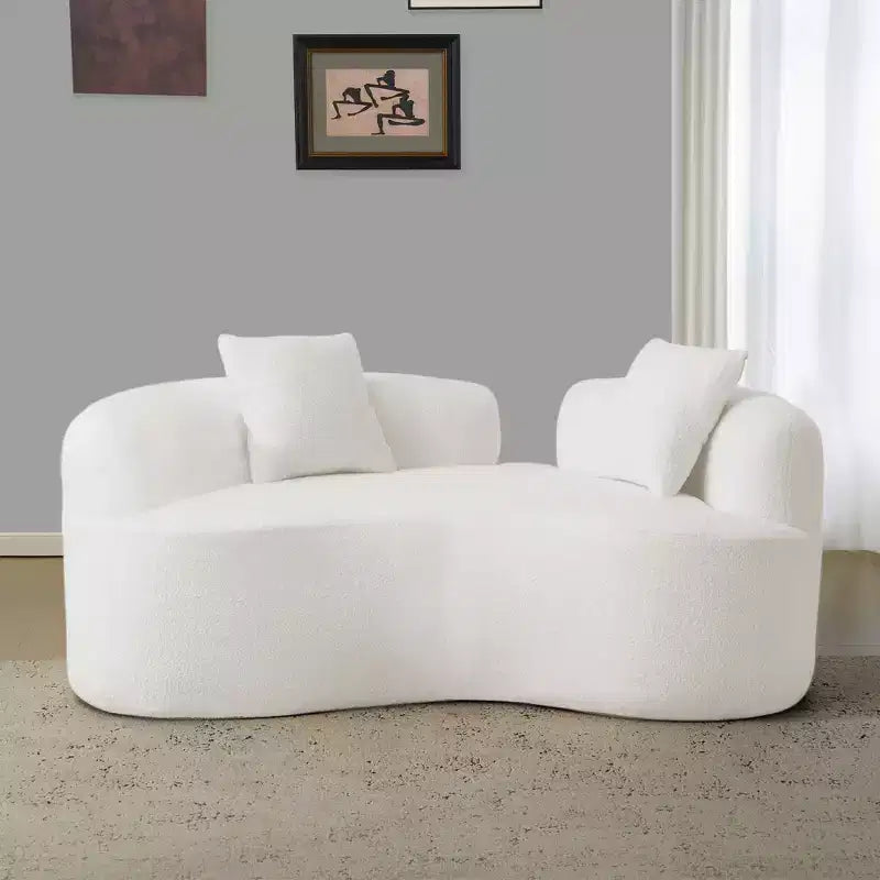 Canapé de sol incurvé sans accoudoirs Cloud avec oreillers – Velours Teddy