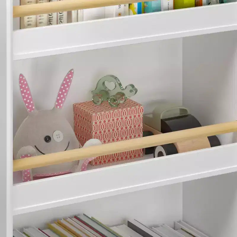 Étagère à livres pour enfants à 3 niveaux 94 cm/117 cm H – Organisateur de rangement de jouets pour tout-petits avec pieds en bois