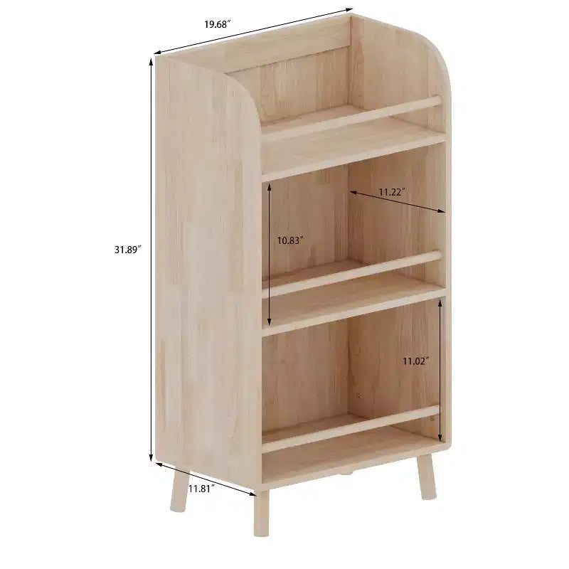 Étagère à livres pour enfants à 3 niveaux 94 cm/117 cm H – Organisateur de rangement de jouets pour tout-petits avec pieds en bois