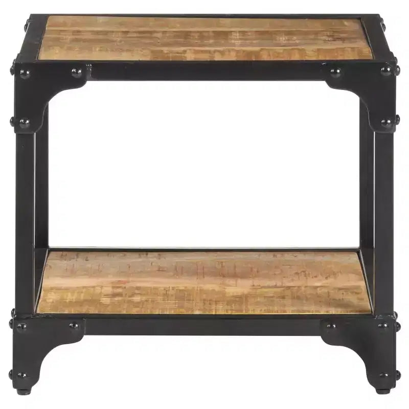 Table Basse en Bois d'Acacia Massif avec Étagère – Table d'Appoint et de Canapé pour Salon