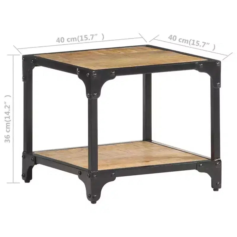 Table Basse en Bois d'Acacia Massif avec Étagère – Table d'Appoint et de Canapé pour Salon