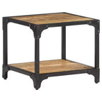 Table Basse en Bois d'Acacia Massif avec Étagère – Table d'Appoint et de Canapé pour Salon