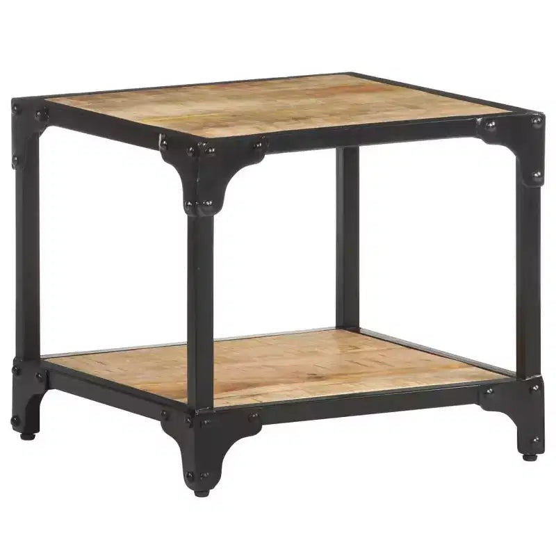 Table Basse en Bois d'Acacia Massif avec Étagère – Table d'Appoint et de Canapé pour Salon