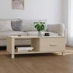 Table basse en pin massif 100 x 55 cm – Finition brun miel