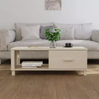 Table basse en pin massif 100 x 55 cm – Finition brun miel