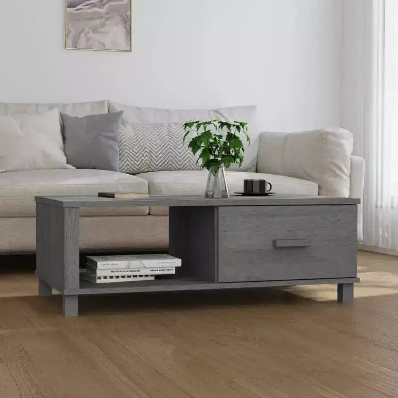Table basse en pin massif 100 x 55 cm – Finition brun miel