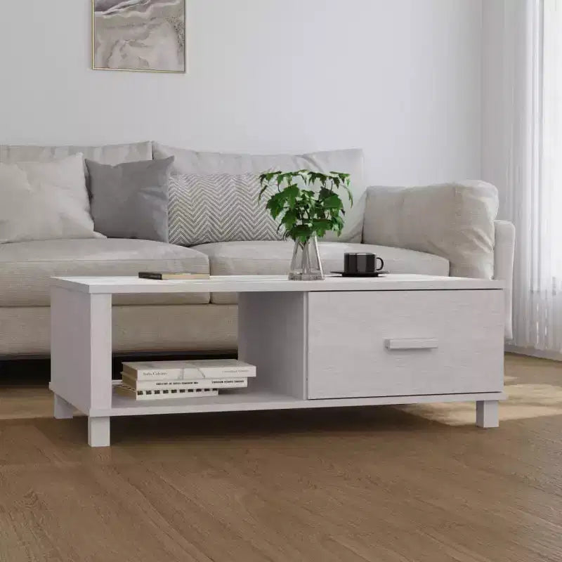 Table basse en pin massif 100 x 55 cm – Finition brun miel