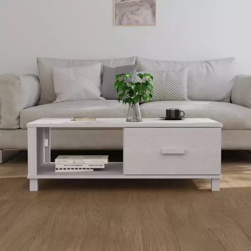 Table basse en pin massif 100 x 55 cm – Finition brun miel