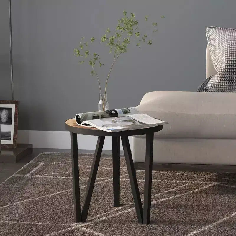 Table d'appoint Accent avec cadre en acier et plateau en bois manufacturé jaune
