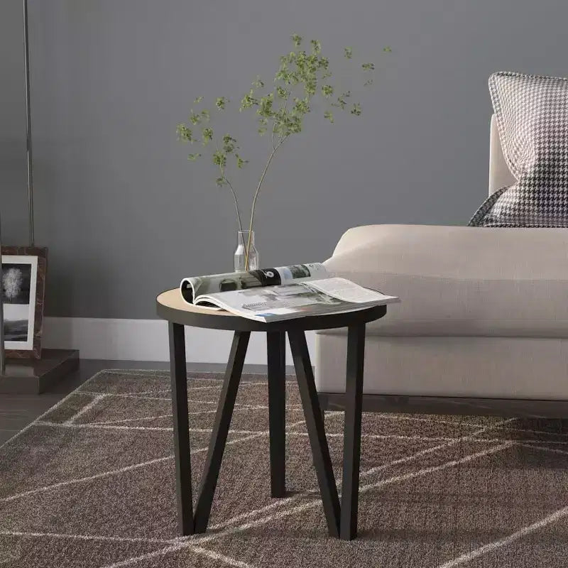 Table d'appoint Accent avec cadre en acier et plateau en bois manufacturé jaune