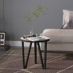 Table d'appoint Accent avec cadre en acier et plateau en bois manufacturé jaune