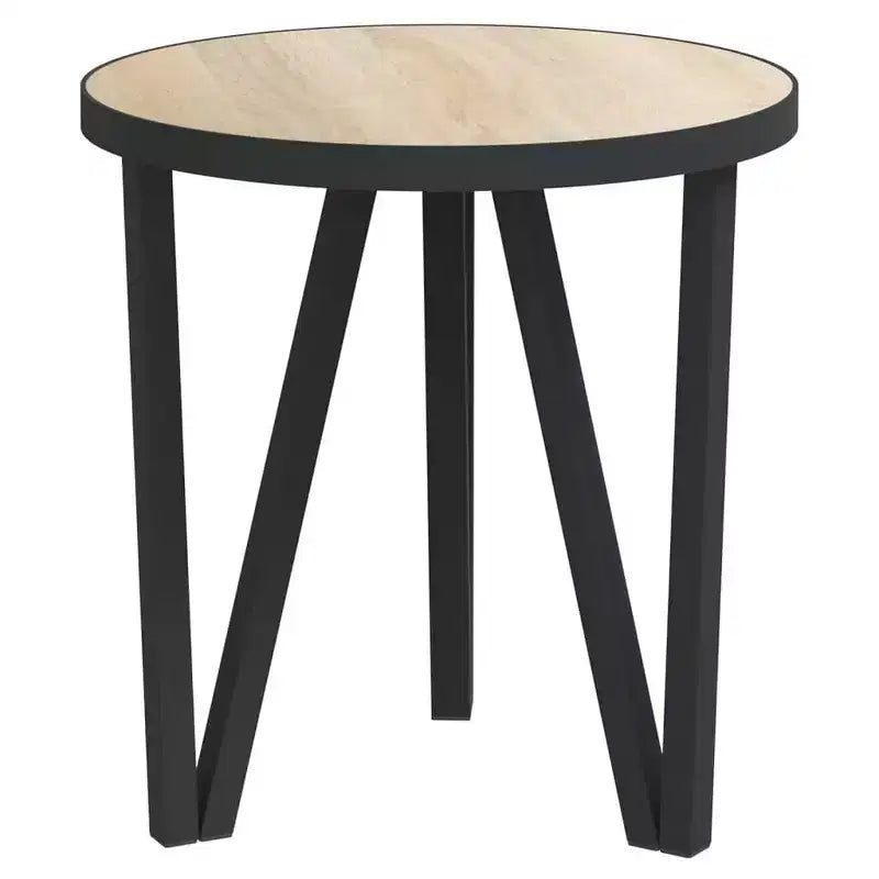 Table d'appoint Accent avec cadre en acier et plateau en bois manufacturé jaune