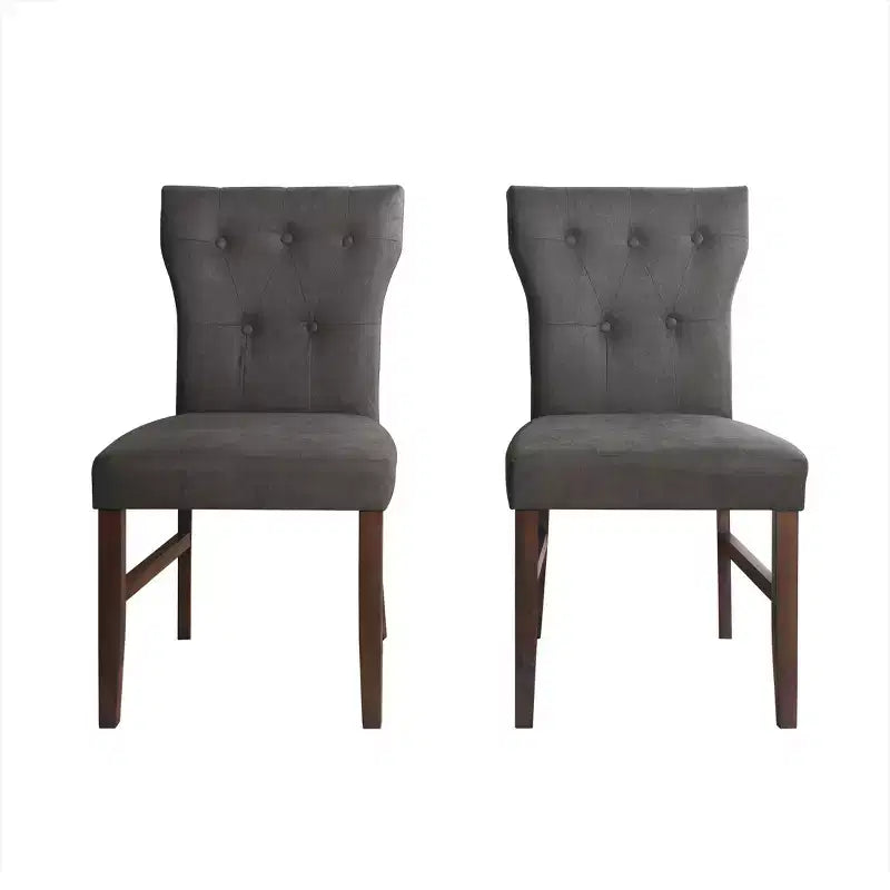 Chaise de salle à manger en bois brun avec assise en lin rembourrée