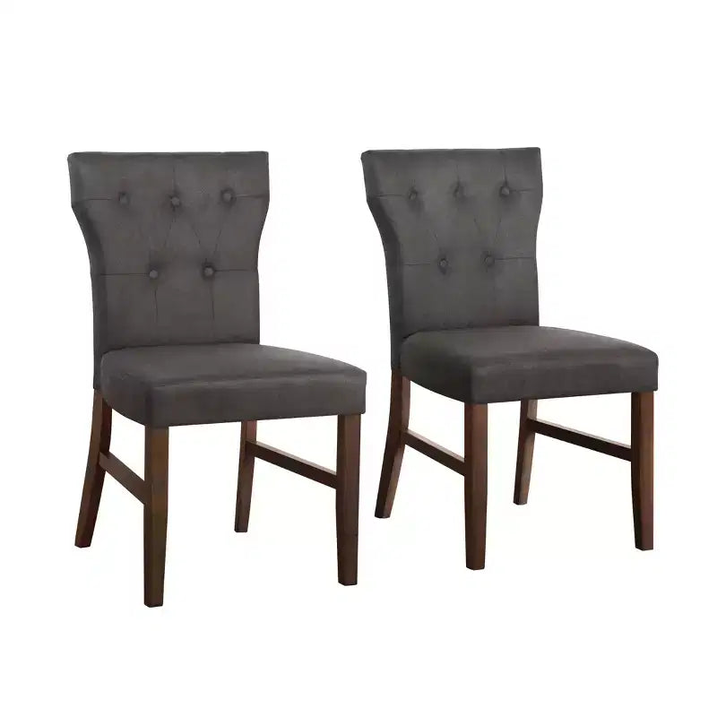 Chaise de salle à manger en bois brun avec assise en lin rembourrée