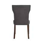 Chaise de salle à manger en bois brun avec assise en lin rembourrée