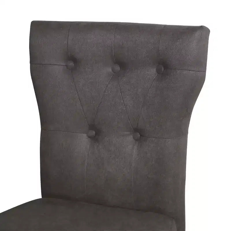 Chaise de salle à manger en bois brun avec assise en lin rembourrée
