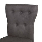 Chaise de salle à manger en bois brun avec assise en lin rembourrée