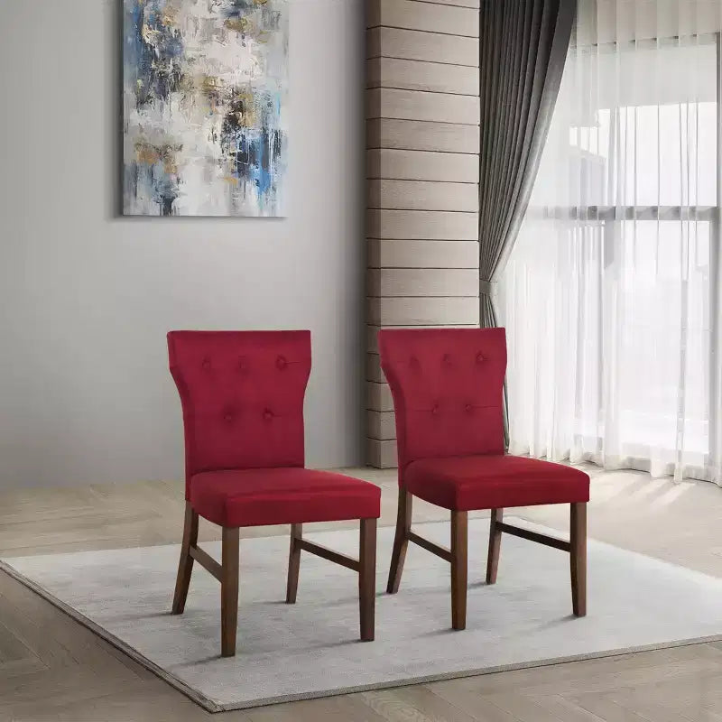 Chaise de salle à manger en bois brun avec assise en lin rembourrée
