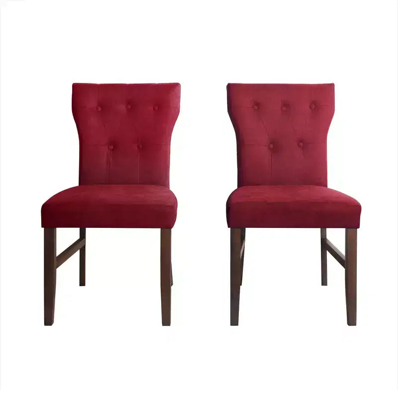 Chaise de salle à manger en bois brun avec assise en lin rembourrée