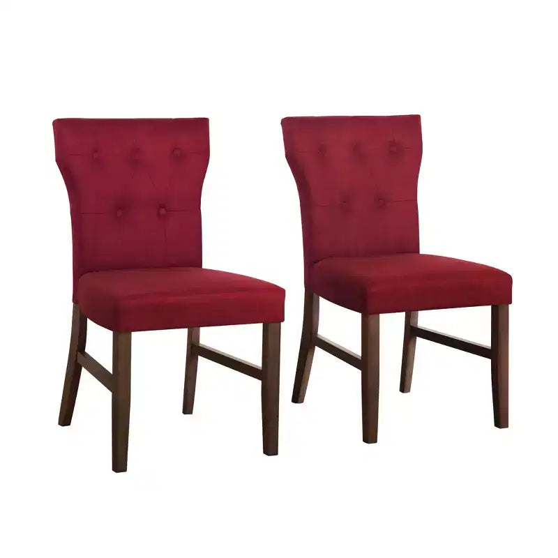 Chaise de salle à manger en bois brun avec assise en lin rembourrée