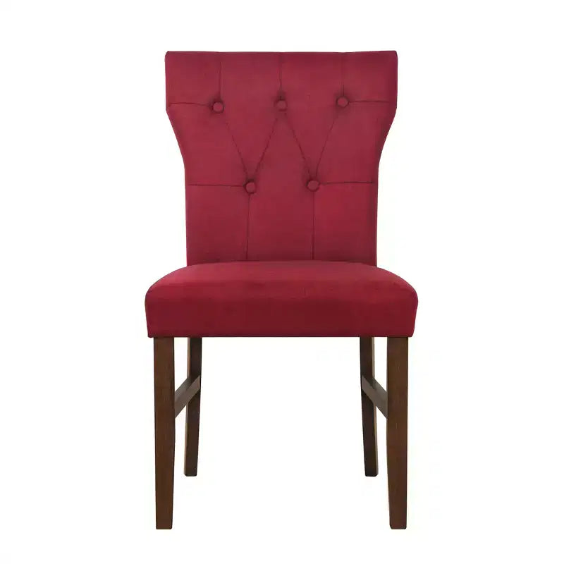 Chaise de salle à manger en bois brun avec assise en lin rembourrée