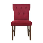 Chaise de salle à manger en bois brun avec assise en lin rembourrée