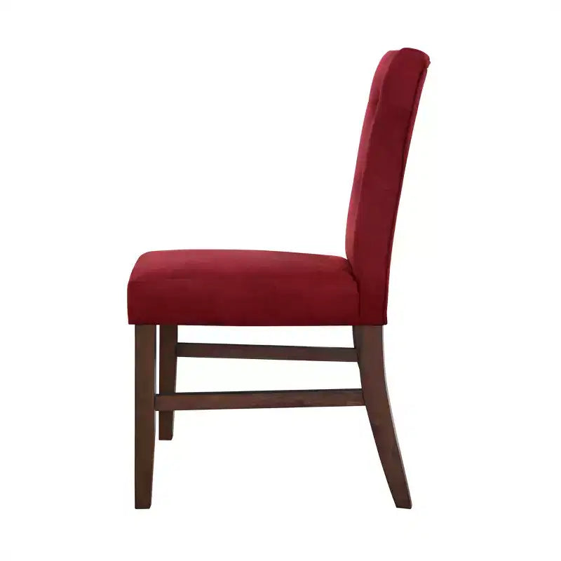 Chaise de salle à manger en bois brun avec assise en lin rembourrée