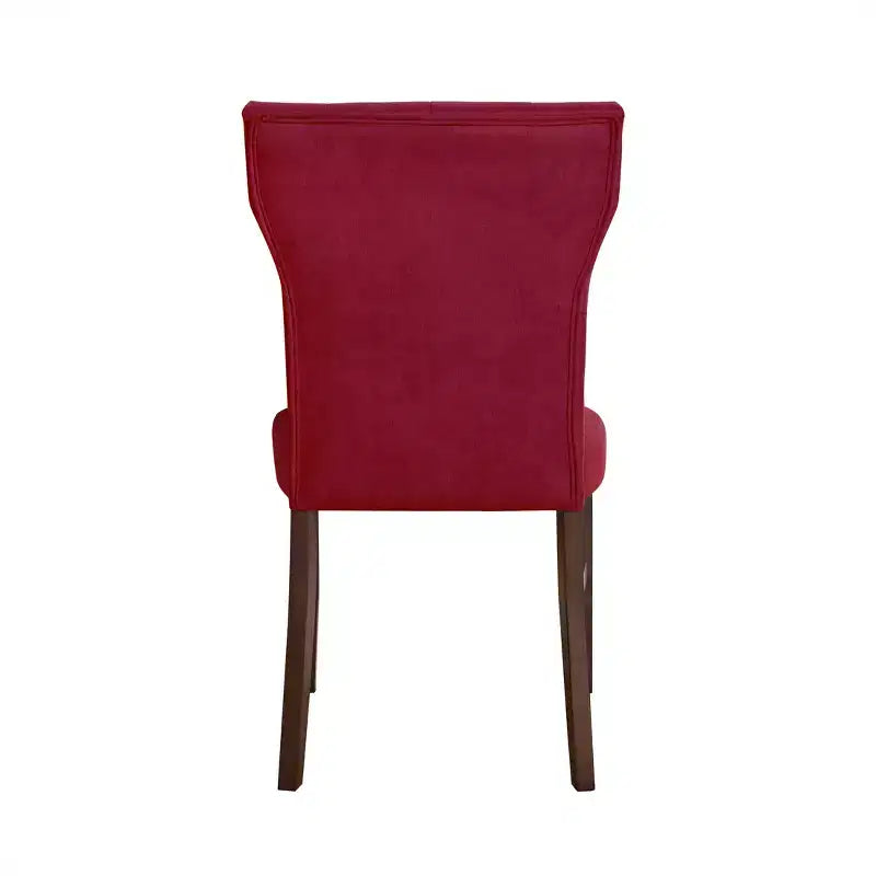 Chaise de salle à manger en bois brun avec assise en lin rembourrée