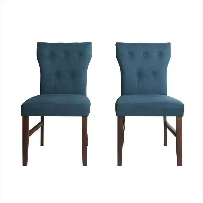 Chaise de salle à manger en bois brun avec assise en lin rembourrée
