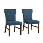 Chaise de salle à manger en bois brun avec assise en lin rembourrée